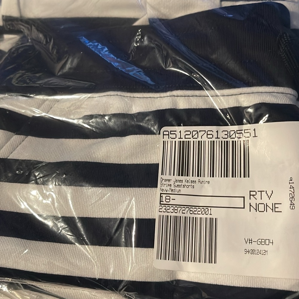 NEWDraper James Kelsea Sweat-shorts IN AWNING STRIPE, Navy, MEDIUM - Picture 3 of 3